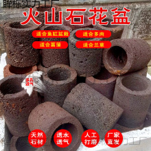 火山石花盆石头花盆水草种植盆文竹肉植物不规则鱼缸透气虾垒德株