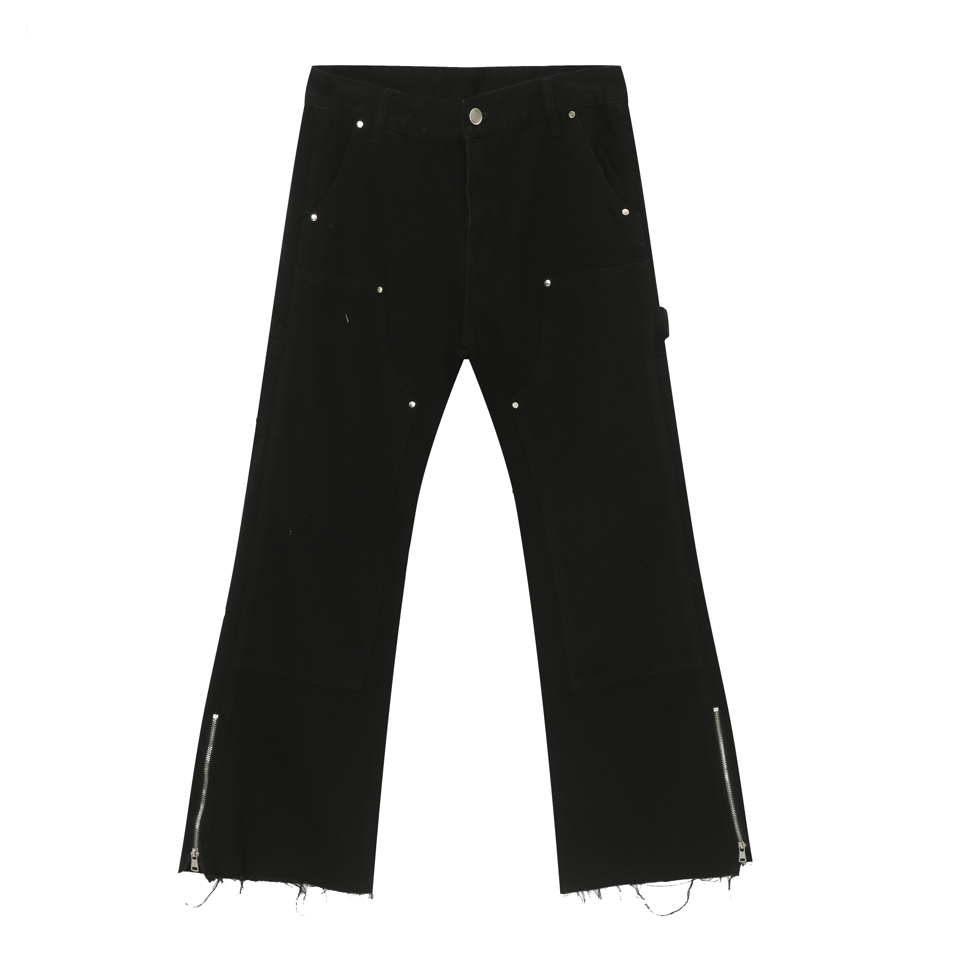 Nirben Denim | Amerikaanse jeans met rits en split voor heren, micro-pull, high street vibe, retro trend, casual broek_voghion.com