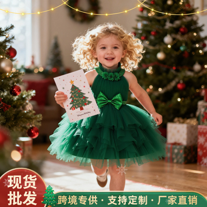 Europa y América Navidad vestido de niña vestido de red vestido de desfile vestido de gala vestido de niña vestido de noche vestido nuevo vestido de princesa