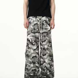 新品秋季高街潮流铆钉牛仔裤微喇叭宽松高级感男式长裤子图片色