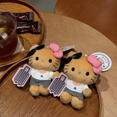 黑皮拉杆箱hellokitty包包挂件旅行出游毛绒玩偶公仔少女心包挂饰