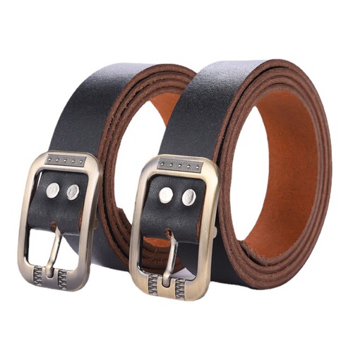 New men's belt business fashion genuine leather belt two-layer cowhide cutting pin buckle simple belt manufacturer wholesale