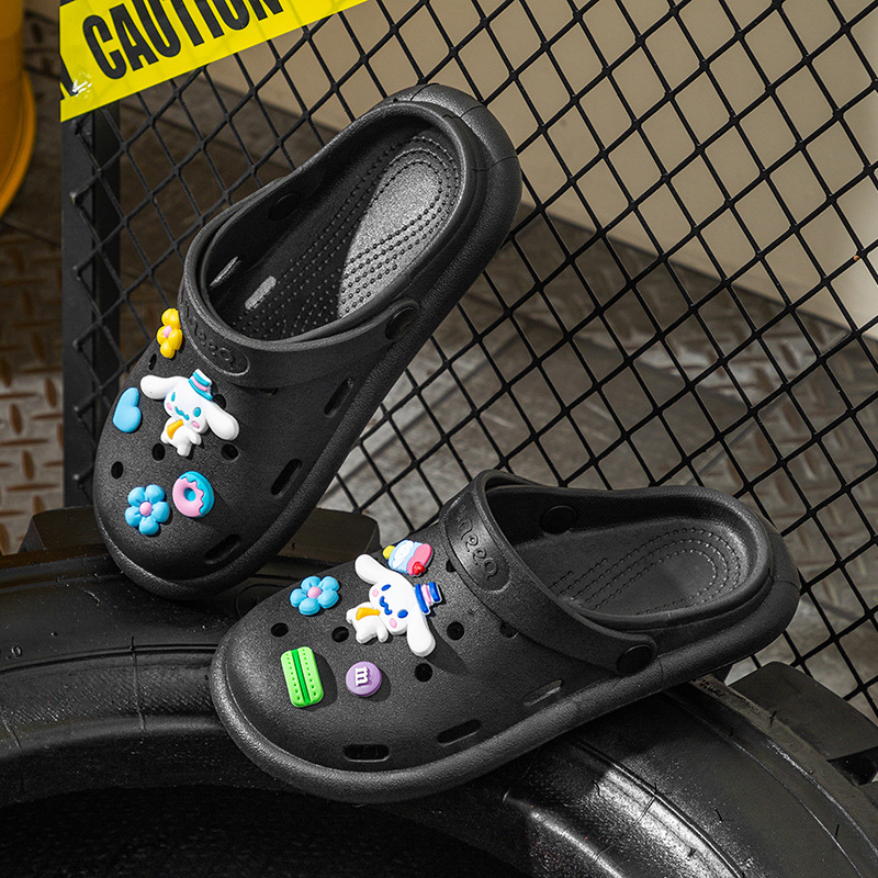 탑 햇 토끼 슬리퍼 블랙