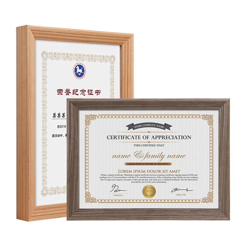 Certificate of Honor Photo Frame Wall Hanging Table a4 Certificate of Honor Display Patent Authorization Letter Business License Frame Solid Wood Frame