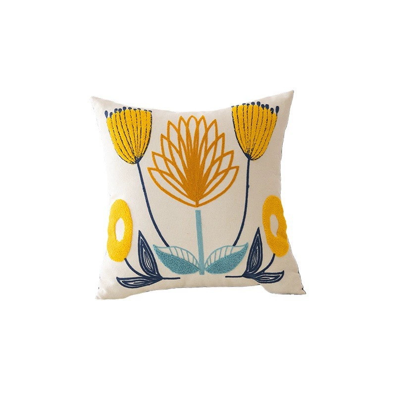 Funda de cojín bordada con diseño floral para comercio transfronterizo, estilo bohemio marroquí, para sofá, con mechones de terciopelo