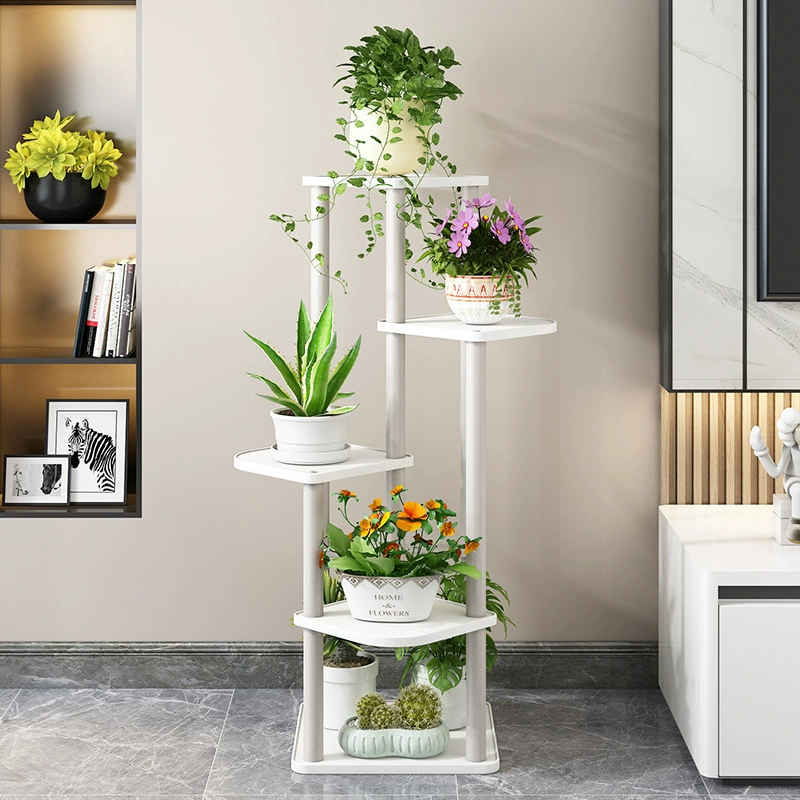 Стильная подставка для цветов из массива дерева, напольная подставка для цветов, напольная подставка для цветов, простая и роскошная многоярусная подставка для цветочных горшков для гостиной.