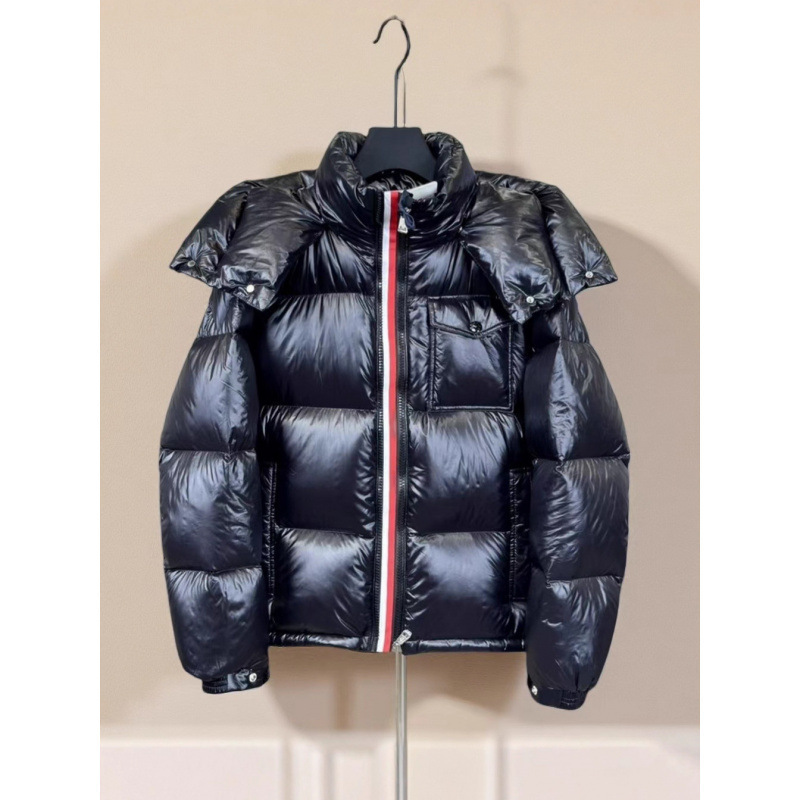 Montblanc down Jacket with Three-Color Woven Tape, High Version m Brand Color Stripe Winter Coat, Unisex Lightweight Jacket