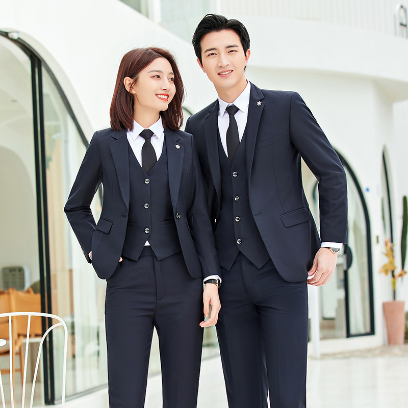 Business Suit Women's Professional Dress Suit Slim-fit Anti-wrinkle Men's Suit Real Estate Agency Insurance Manager Commuting Jacket