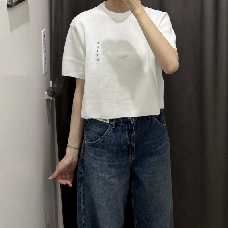 Japanese Order/Women's Ribbed Round Neck Knitwear/Short-Sleeved Knitwear Air-Conditioned Knitwear Work Clothing Autumn and Winter New Style 478327