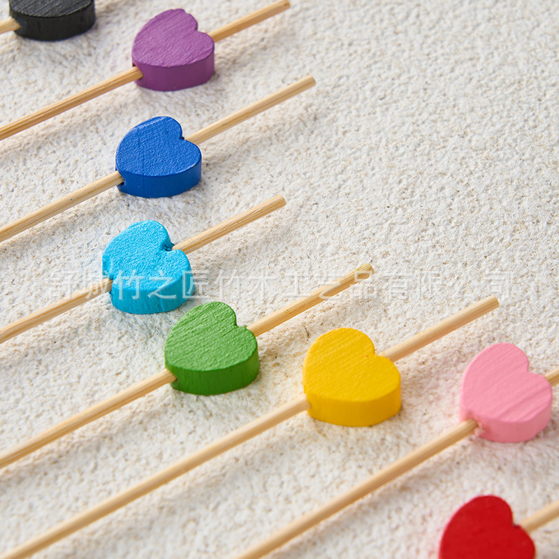 Palillos de Bambú con Corazón Desechables para Cócteles y Postres image 3