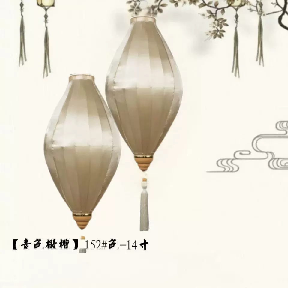 2025新款新中式布艺橄榄灯笼国庆婚礼防水越南灯笼户外古风灯笼