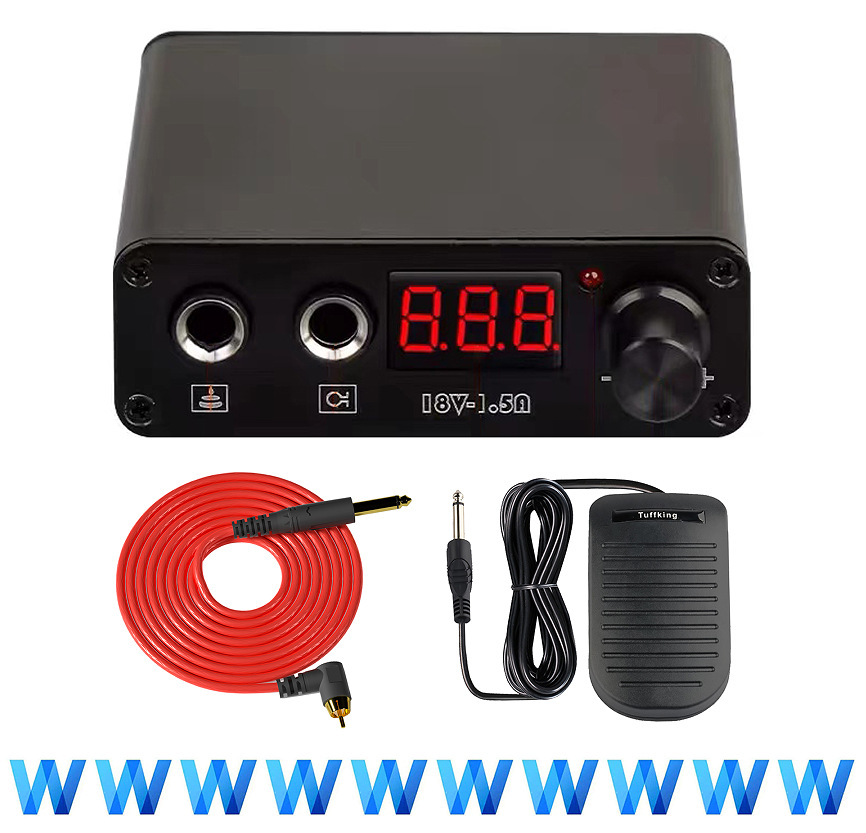 Fuente de alimentación para tatuajes Tuffking 1.5A, voltaje estable, corriente completa, múltiples velocidades, pantalla LCD, fuente de alimentación para tatuajes transfronteriza.