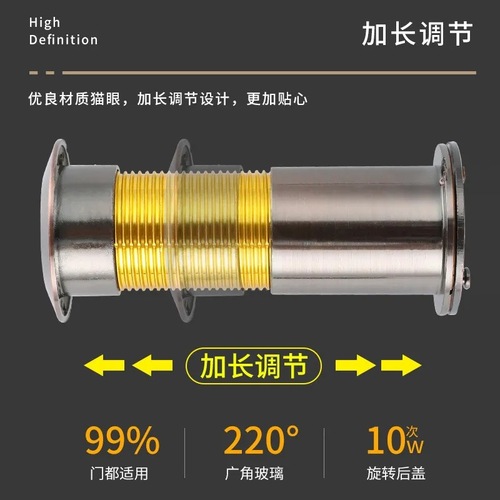 Anti-theft door cat eye door mirror high definition glass lens 200 degree wide angle anti-pry anti-rotation hotel door hotel door universal