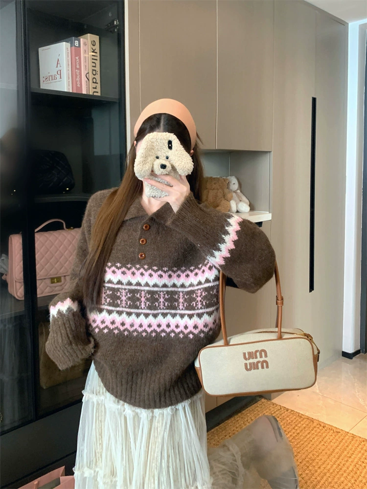 Осенний вязаный свитер, плюс размер