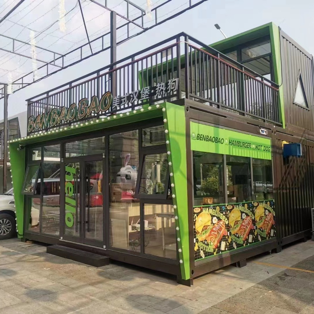 Contenedor creativo en el segundo piso Contenedor de celebridades de Internet Ciudad comercial B & B Hotel Tienda móvil en la calle Sala de exposiciones