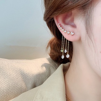 B466 new pattern Retro A small minority design senior Rhinestone tassels Earrings Ear Studs Earrings