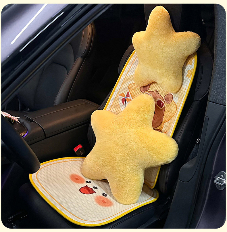 2026 New Car Headrest Neck Pillow Creative Cute Star Car Cushion High-End Car Lumbar Support Cushion
