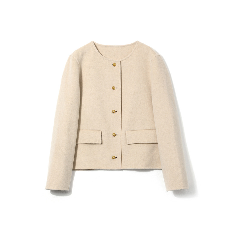 Clearance Sale: Chanel-Style Double-Sided Wool Coat for Petite Women, Single-Breasted Short Coat with Round Collar, Elegant Women's Outerwear