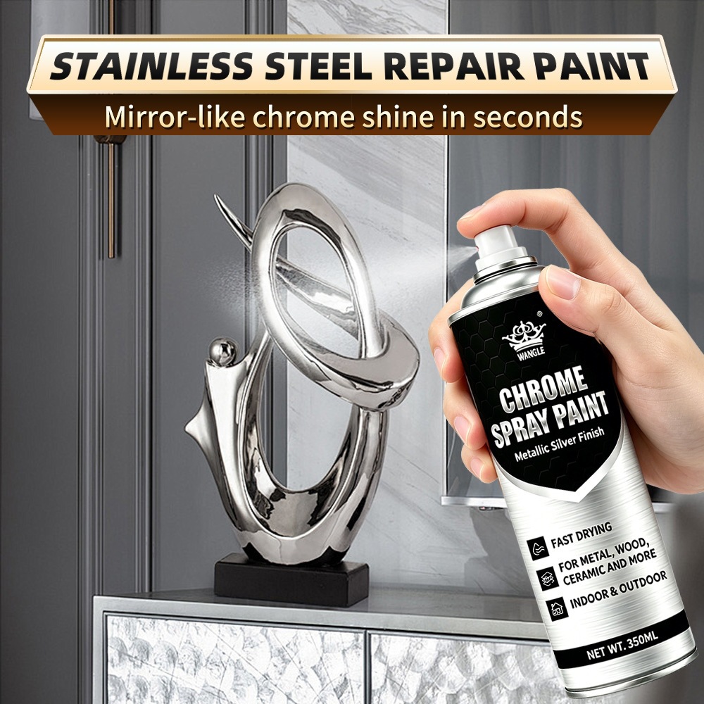 Chrome-plated self-painting stainless steel spray paint, rust-removing metal anti-rust paint, galvanized electroplated silver paint, silver-colored paint