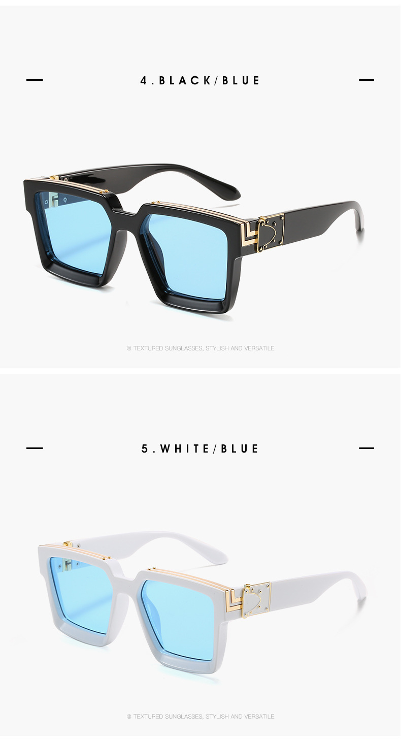 Streetwear Solid Color Pc Square Full Frame Men's Sunglasses display picture 1