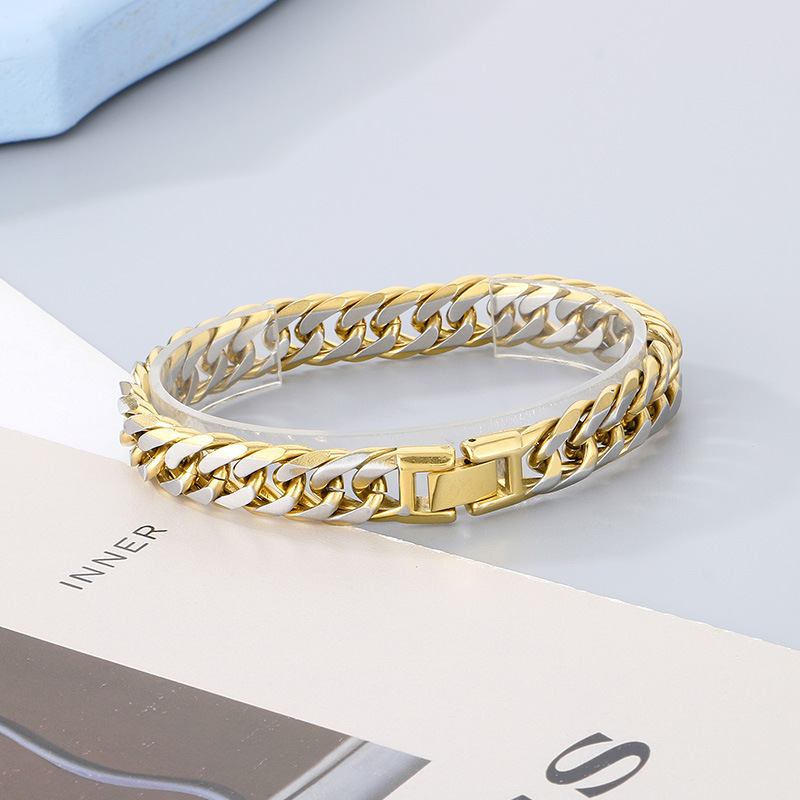 50g Weight PVD Coated Gold Plating Process 18K Real Gold Plated Plating Material Bracelets, Necklace Classification Cuban Link Chain Curb Chain Chain Type 1 Piece Quantity Daily, Party, Street Occasion 304 Stainless Steel Material Geometric Pattern All Seasons Season Men's Gender Hip-Hop, Vintage Style Style Plating Craft Wholesale Jewelry Hip-Hop Vintage Style Geometric Titanium Steel Plating Bracelets Necklace Cuban Link Chain Curb Chain 5