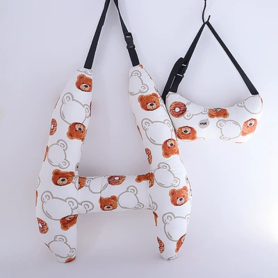 Headrest: Adult, Kidsren, Washable Pillow - white-coffee-bear-head-head-holder-high-70-width-55cm