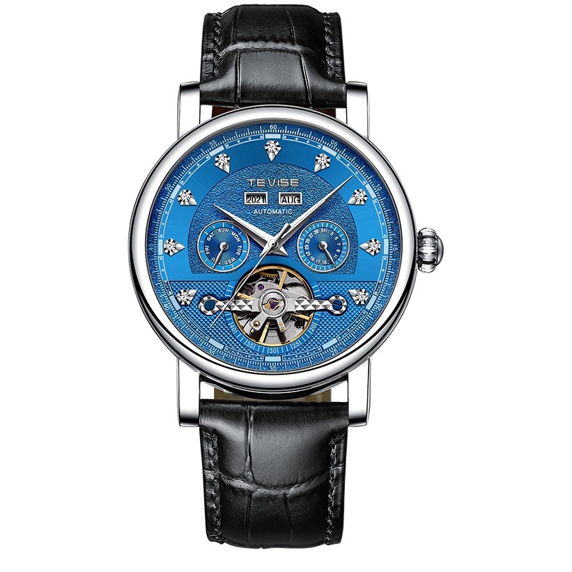 TEVISE Live Venta caliente funcional reloj mecánico automático de los hombres de cuero de negocios reloj de los hombres puede ser enviado en nombre