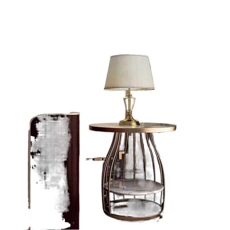 Ángulo de lujo ligero de mármol unos pocos sofá sala de estar mesa lateral balcón pequeña mesa redonda al lado de la cama mesa creativa pequeña mesa de té