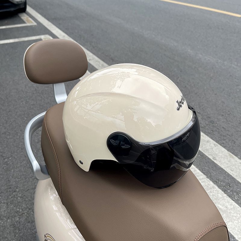 Universal 3C Certified Electric Motorcycle Helmet Lightweight Scooter (Auto Parts and Accessories) - sunscreen-short-mirror-at-front-and-rear-label-806-black-3c-certified
