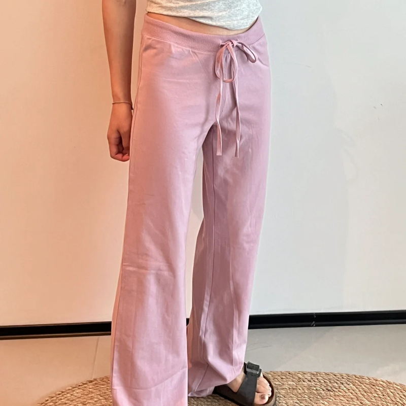 Skims Same Style Cotton Jersey Women's Low-Waist Drawstring Casual Pants, Loose, Comfortable and High-Elastic Long Pants