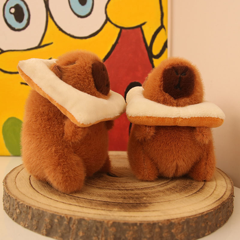 Linda espalda hamburguesa Kapibala colgante peluche muñeca capibara bolso colgante llavero muñeca juguete
