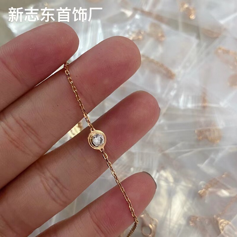Kaka Classic Single Diamond Bracelet, Thickly Plated with 18K Gold, Single Diamond Ufo-Style Jewelry, High-Quality Version Bubble Bracelet for Women