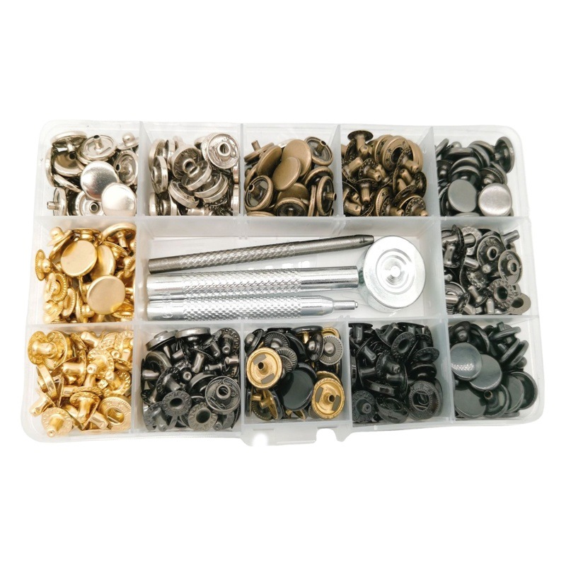 Para transfronteriza 12,5mm metal cobre Snap botón abajo chaqueta abrigo botón + instalación herramienta traje en caja