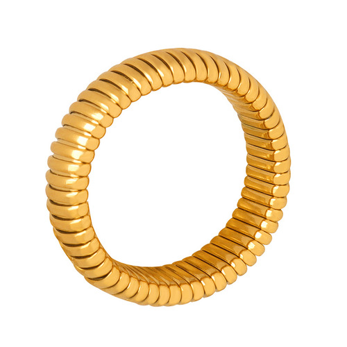 French-inspired Ins-style new retro light luxury minimalist fashionable geometric round ring accessory titanium steel gold-plated jewelry for women