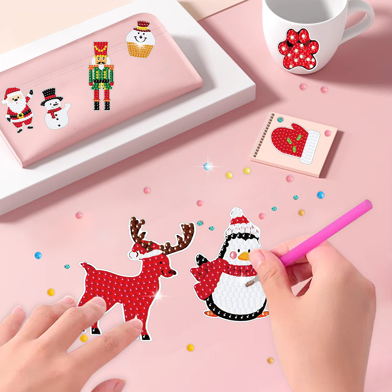 Christmas diamond painting random stickers DIY brick and stone painting wall stickers children's handmade stickers stickers round diamond_voghion.com