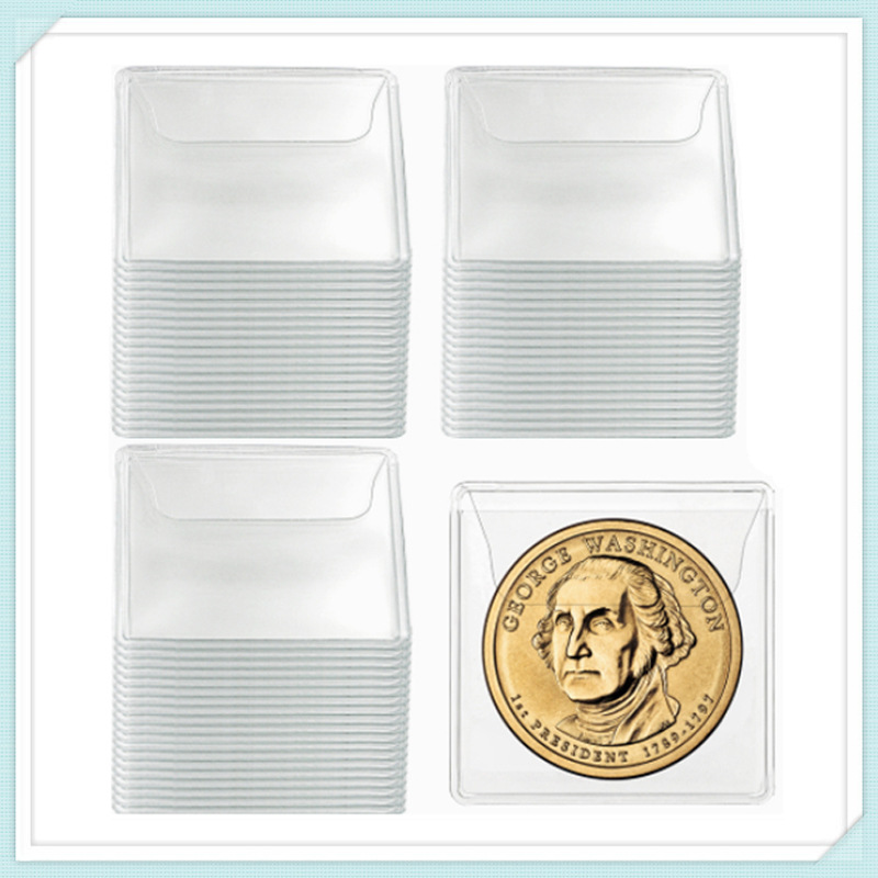 Suministro a largo plazo bolsa de colección de monedas conmemorativas de pvc transparente película de plástico bolsa de insignia de pvc bolsa de almacenamiento de monedas de voltaje