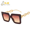 Chain, sunglasses, brand retro fashionable glasses solar-powered, European style, internet celebrity