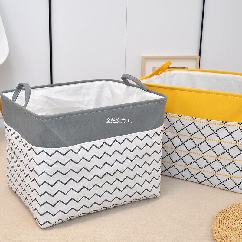 Household Storage Bag Wardrobe Linen Fabric Toys Thickened Wardrobe Storage Clothes Drawstring Box Storage Basket Organizer Box