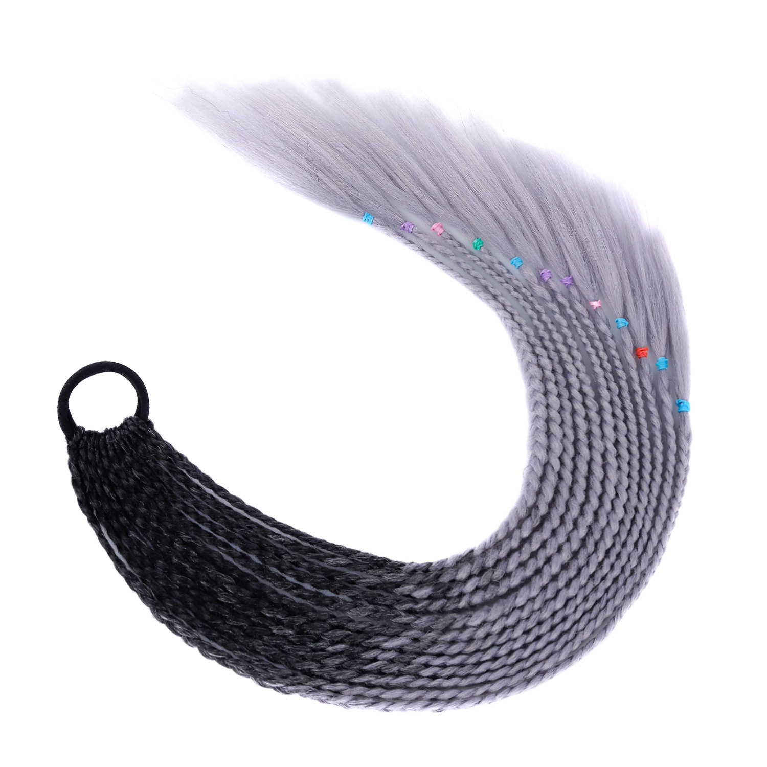 Cola de caballo B37# negro+gris plata