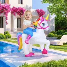 跨境专供充气七彩独角兽半身充气服装舞台派对节日卡通人偶道具