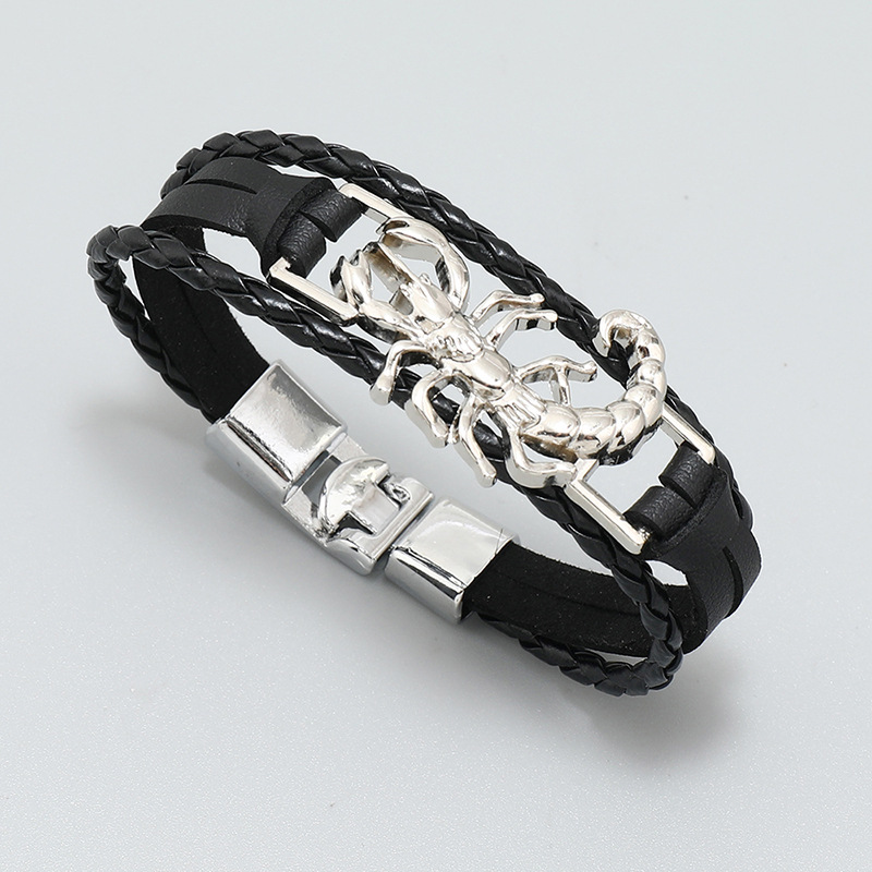 1 Piece Simple Style Scorpion Pu Leather Patchwork Menu0027S Bracelets