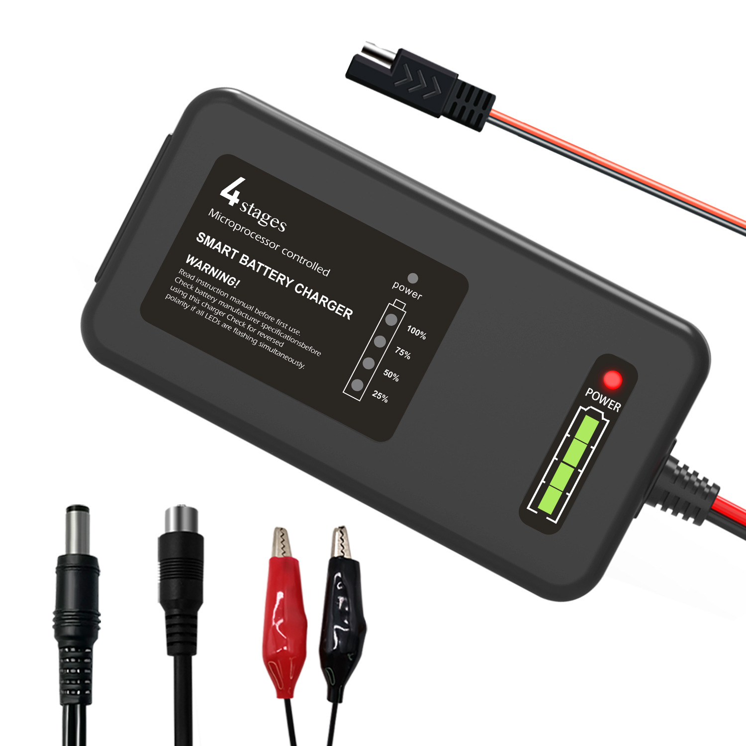 29.4V2A锂电池智能充电器4段式充电电量显示智能检测充满关断