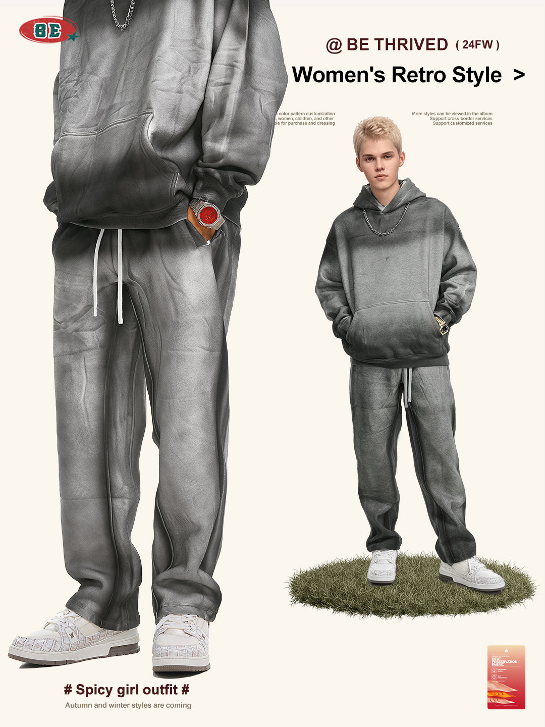 BE ropa de hombre de otoño 2025 pantalones deportivos de moda sueltos graduados hombre americano callejera lavado con agua pantalon de piernas anchas