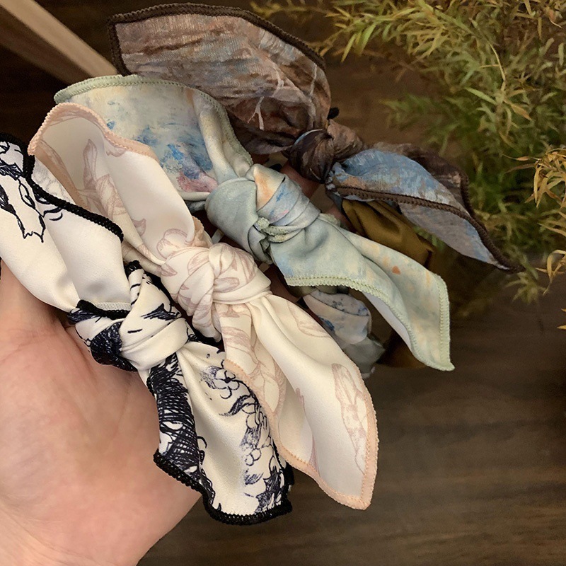 韩版兔耳朵蝴蝶结发箍波浪头箍女甜美可爱头饰百搭外出压发卡头箍|undefined