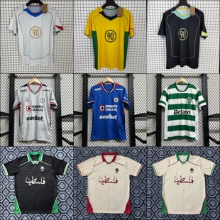 源頭2526新款巴勒斯坦藍十字巴西90球迷版運動速干足球服比賽同款