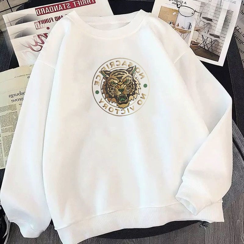 秋冬季卫衣男加绒加厚无帽圆领韩版宽松潮流男士春秋季长袖上衣服