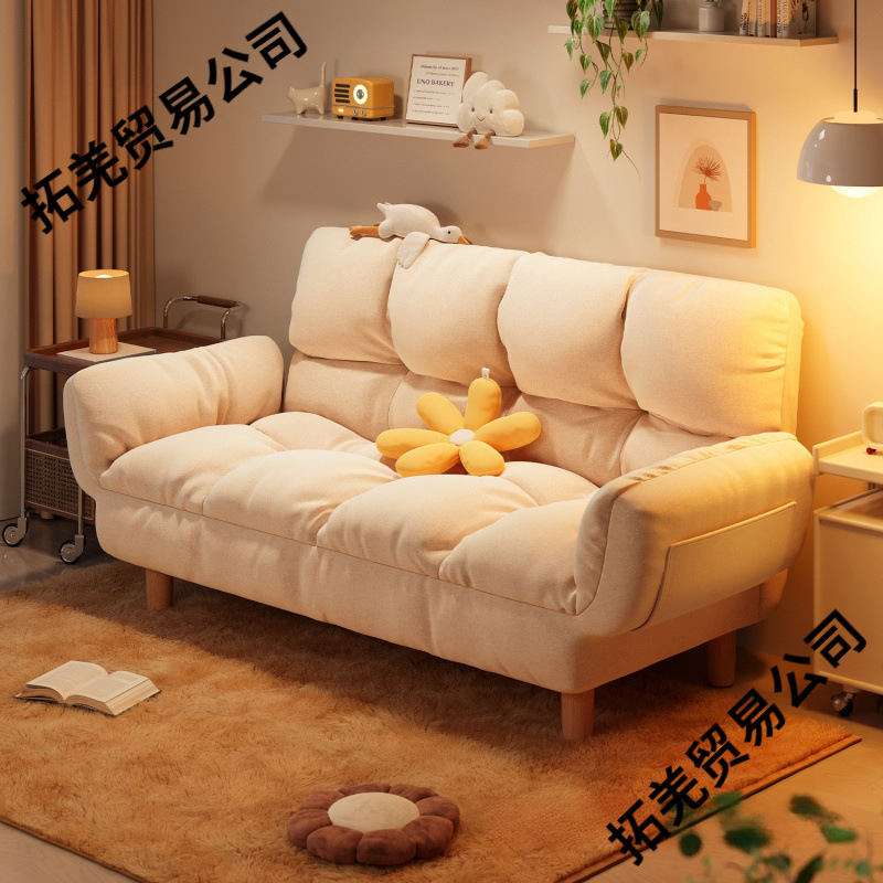 Lazy Sofa for Small Spaces, Reclining and Sleeping Foldable Sofa Bed, Double Small Sofa for Bedroom, Rental Room with Backrest Seat