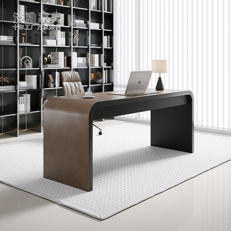 Pytsf02 # Desk Italian-Style Minimalist Saddle Leather Desk Home Study Desk Bedroom Computer Desk Living Room Writing Desk