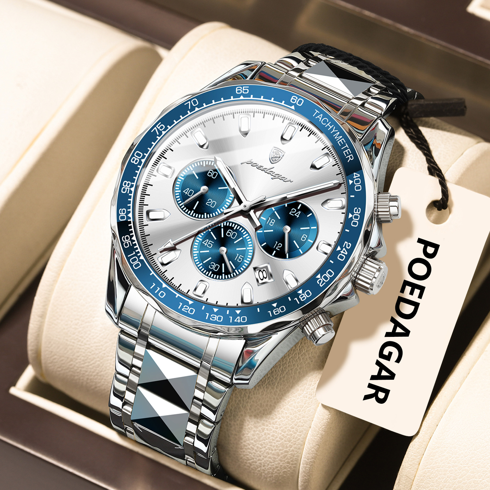 Poedagar Multifunctional Waterproof Luminous Men's Watch Fashionable Luxury Quartz Watch Live Broadcast Export Popular Watch