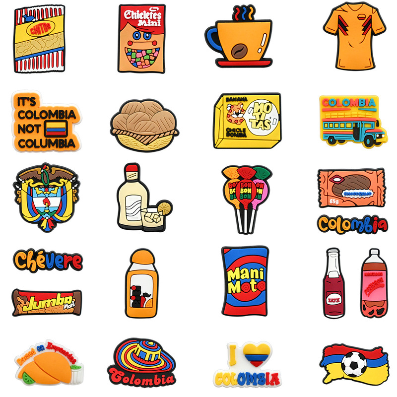 New cross-border Columbia series hole bag decoration PVC soft rubber shoe buckle mobile phone case hair clip slippers